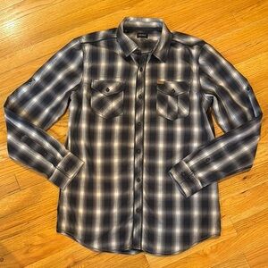 Buffalo David Bitton navy and gray Casual Button Down Shirt with design on back